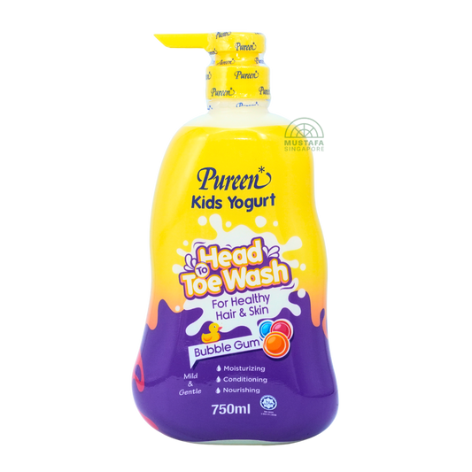 Pureen Kids Yogurt Head to Toe Wash For Healthy Hair & Skin Bubble Gum 750ml