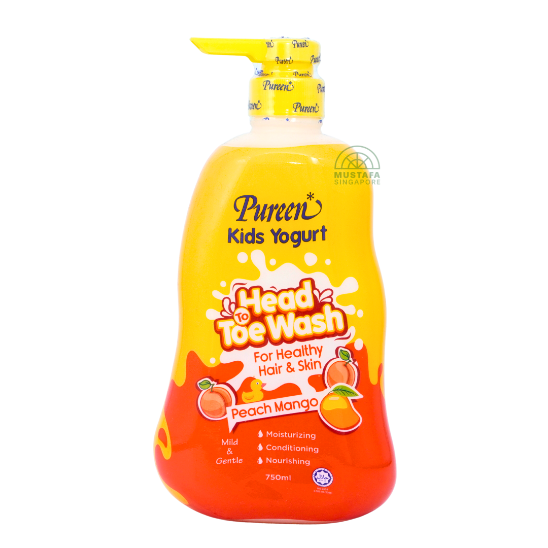 Pureen Kids Yogurt Head to Toe Wash For Healthy Hair & Skin Peach Mango 750ml