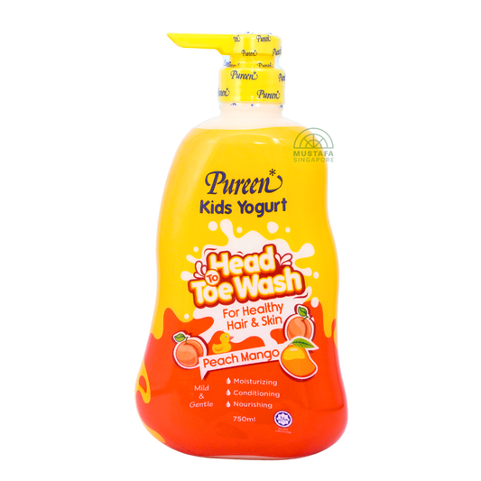 Pureen Kids Yogurt Head to Toe Wash For Healthy Hair & Skin Peach Mango 750ml