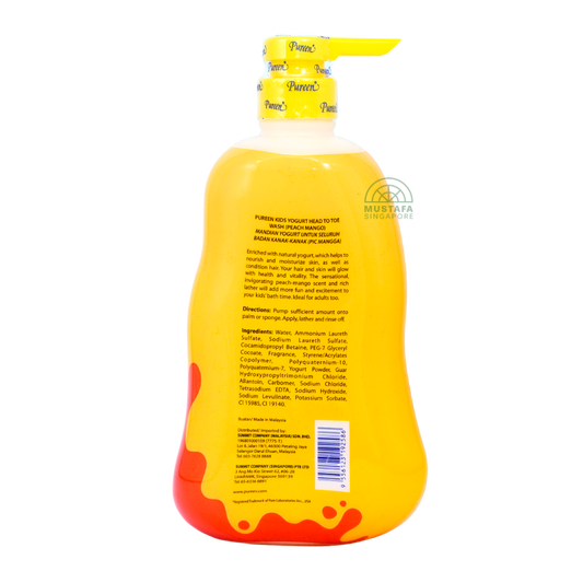 Pureen Kids Yogurt Head to Toe Wash For Healthy Hair & Skin Peach Mango 750ml