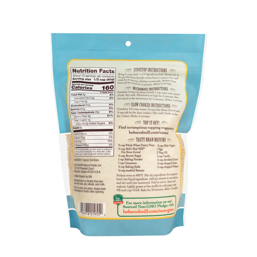 Bob's Red Mill Organic Oat Bran Hot Cereal 510g