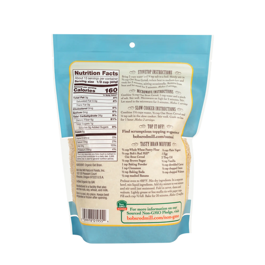 Bob's Red Mill Organic Oat Bran Hot Cereal 510g