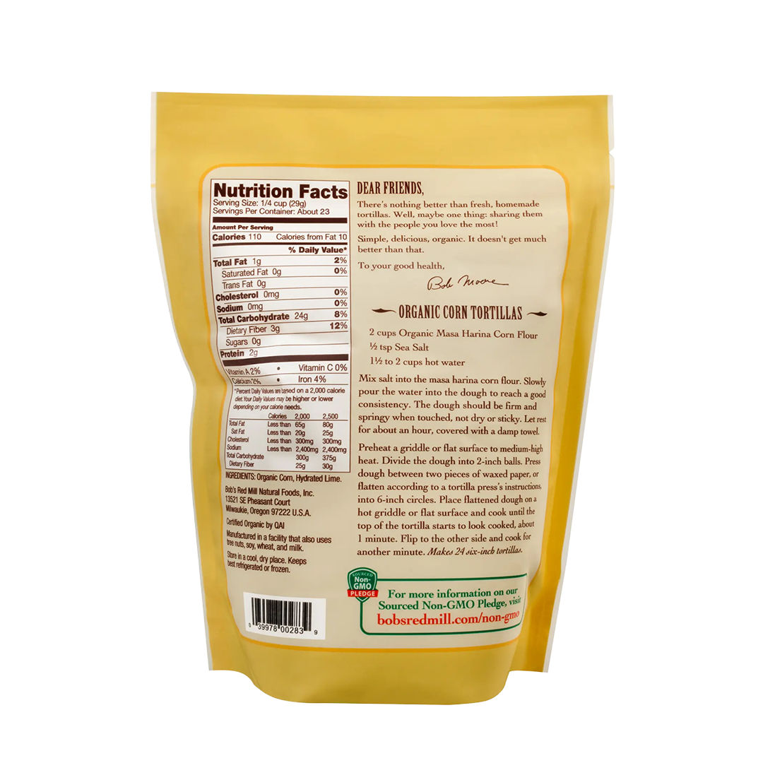 Bob's Red Mill Golden Corn Flour Masa Harina 624g