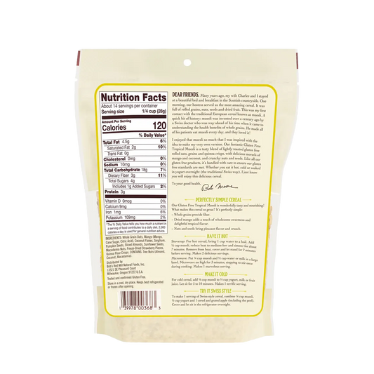 Bob's Red Mill Gluten Free Muesli Mango and Coconut (Hot & Cold Cereal) 397g