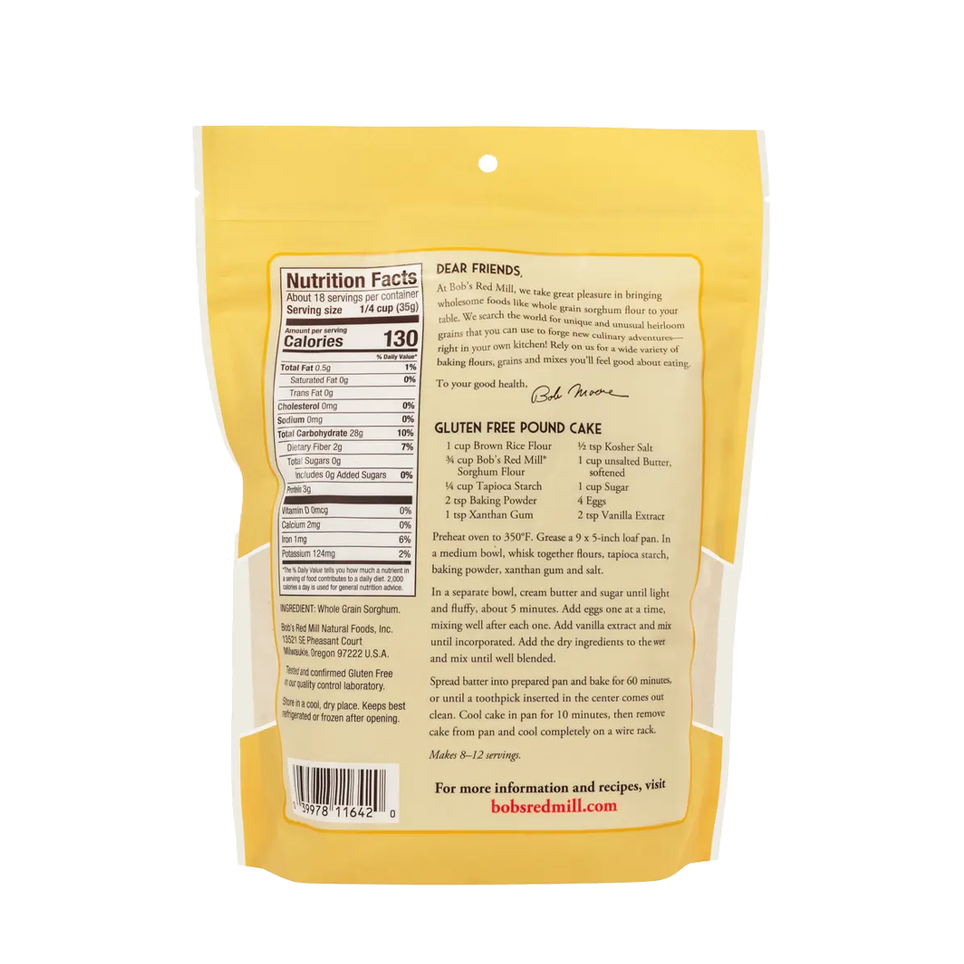Bob's Red Mill Stone Ground Sorghum Whole Grain 624g