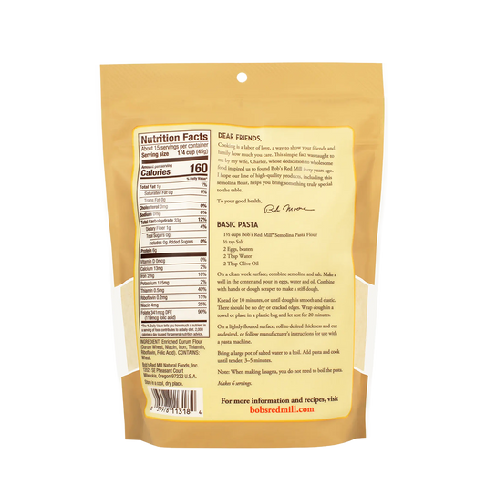 Bob's Red Mill Semolina Flour 680g