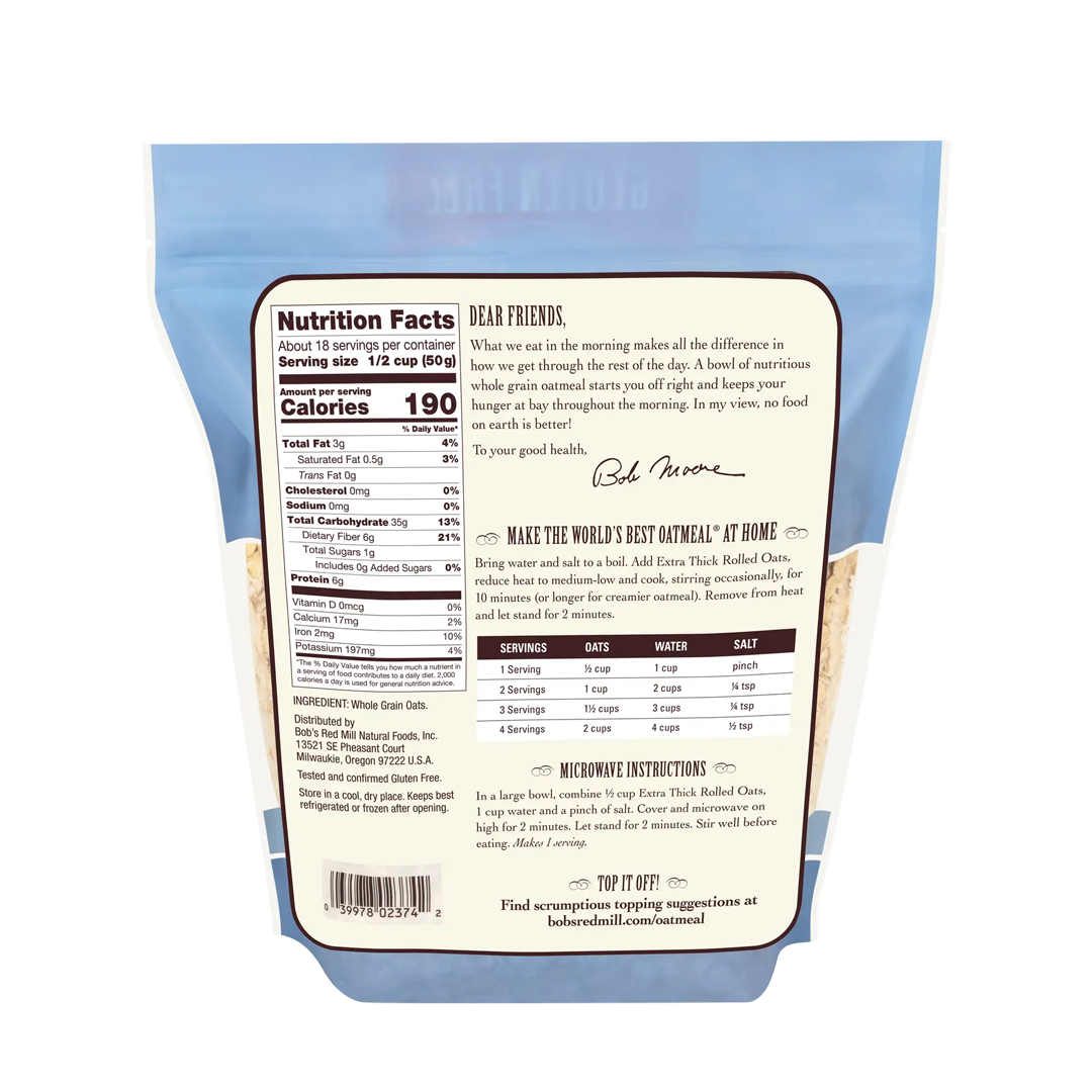 Bob's Red Mill Extra Thick Rolled oats Whole Grain 907g