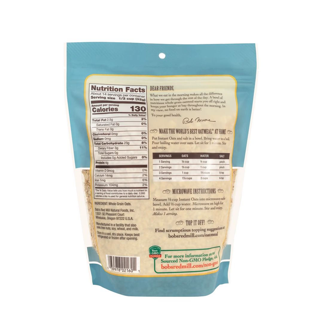 Bob's Red Mill Instant Rolled Oats Whole Grain 454g