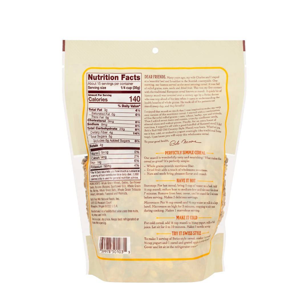 Bob's Red Mill Muesli Whole Grain 510g