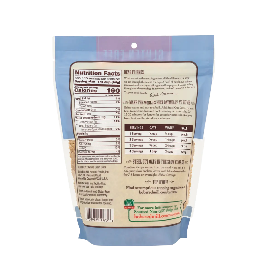 Bob's Red Mill Gluten Free Steel Cut Oats Whole Grain 680g