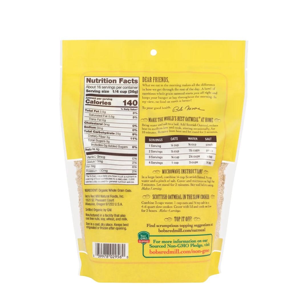 Bob's Red Mill Organic Scottish Oatmeal 567g