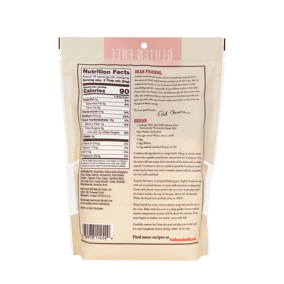 Bob's Red Mill Gluten Free Homemade Wonderful Bread Mix 454g