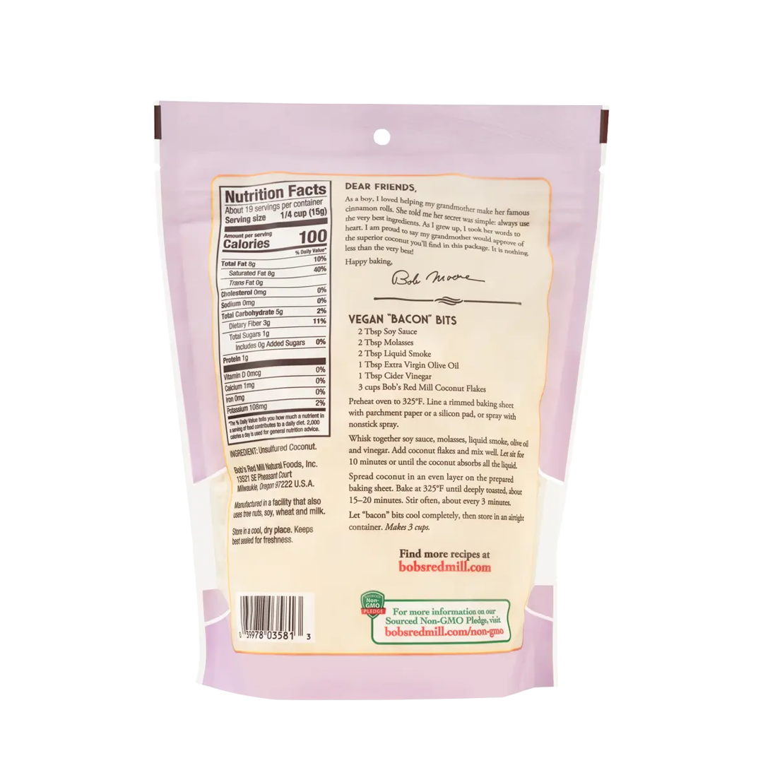 Bob's Red Mill Unsweetened Coconut Flakes Unsulfered 283g