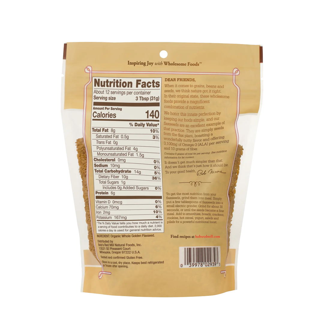 Bob's Red Mill Organic Whole Golden Flaxseed 368g