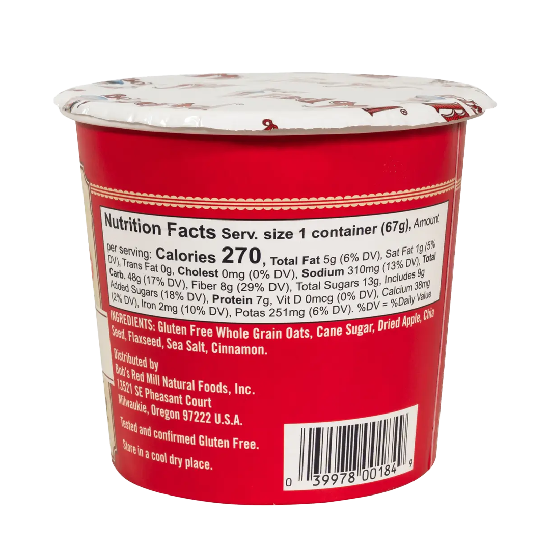 Bob's Red Mill Oatmeal Apple Pieces & Cinnamon Cup 67g