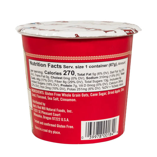 Bob's Red Mill Oatmeal Apple Pieces & Cinnamon Cup 67g