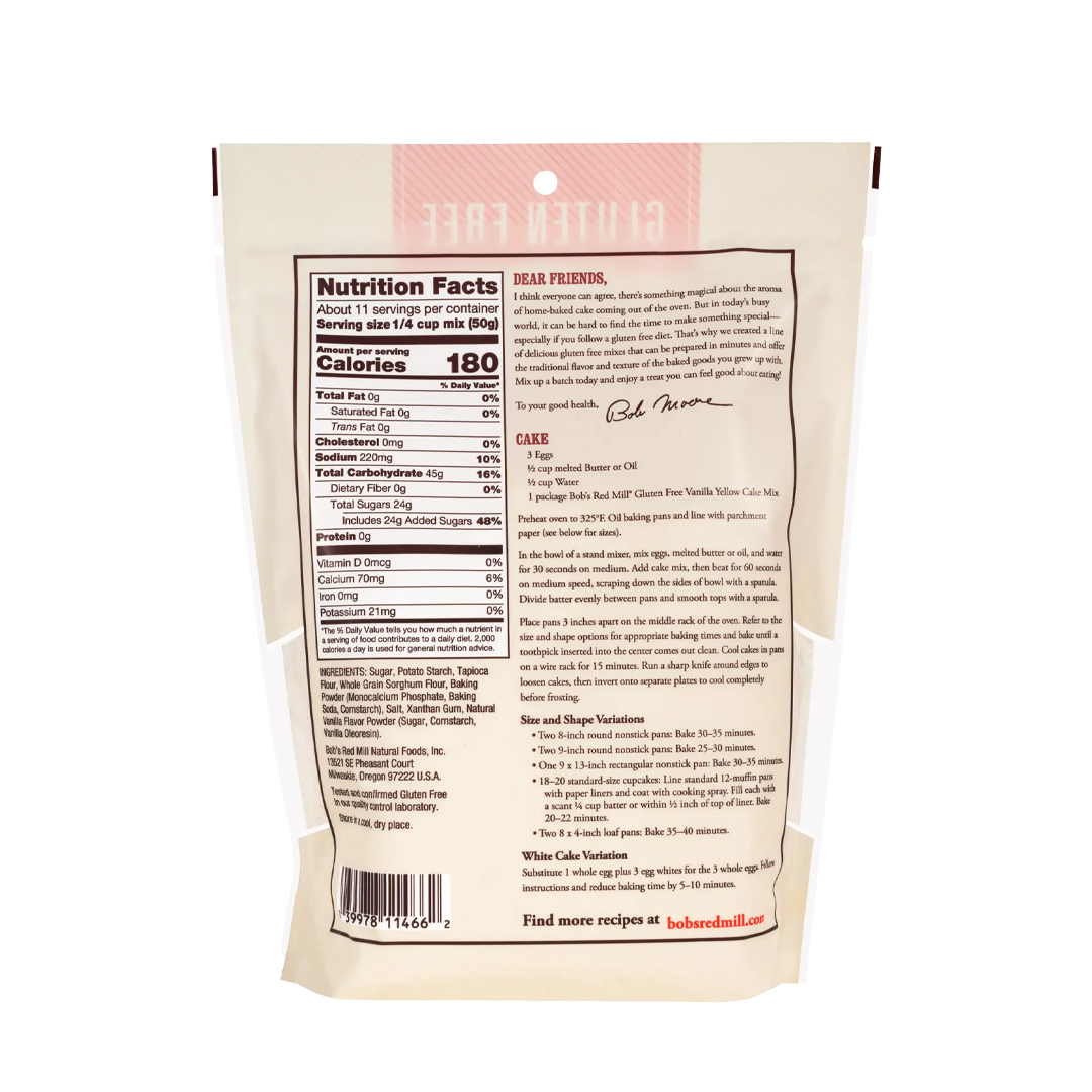 Bob's Red Mill Gluten Free Vanilla Yellow Cake Mix 539g