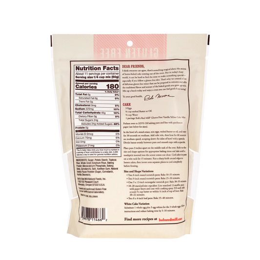 Bob's Red Mill Gluten Free Vanilla Yellow Cake Mix 539g