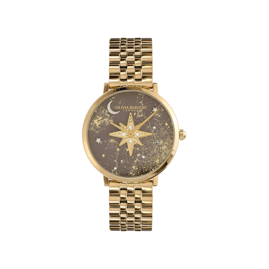 Olivia Burton Celestial 35mm Nova Slim Mushroom & Gold Bracelet Watch