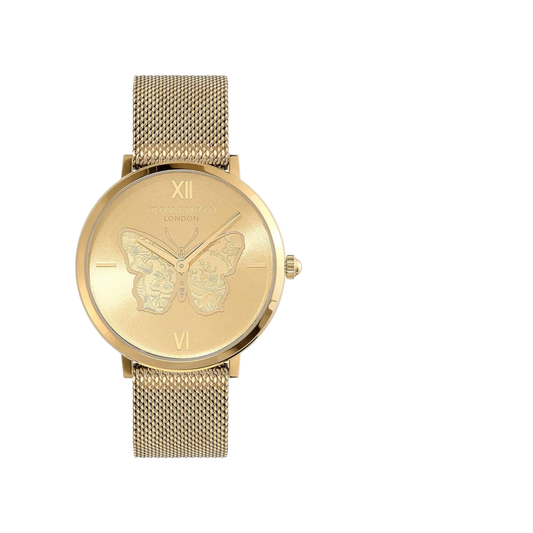 Oliva Burton Signature 35mm Butterfly Ultra Slim Gold Mesh Watch
