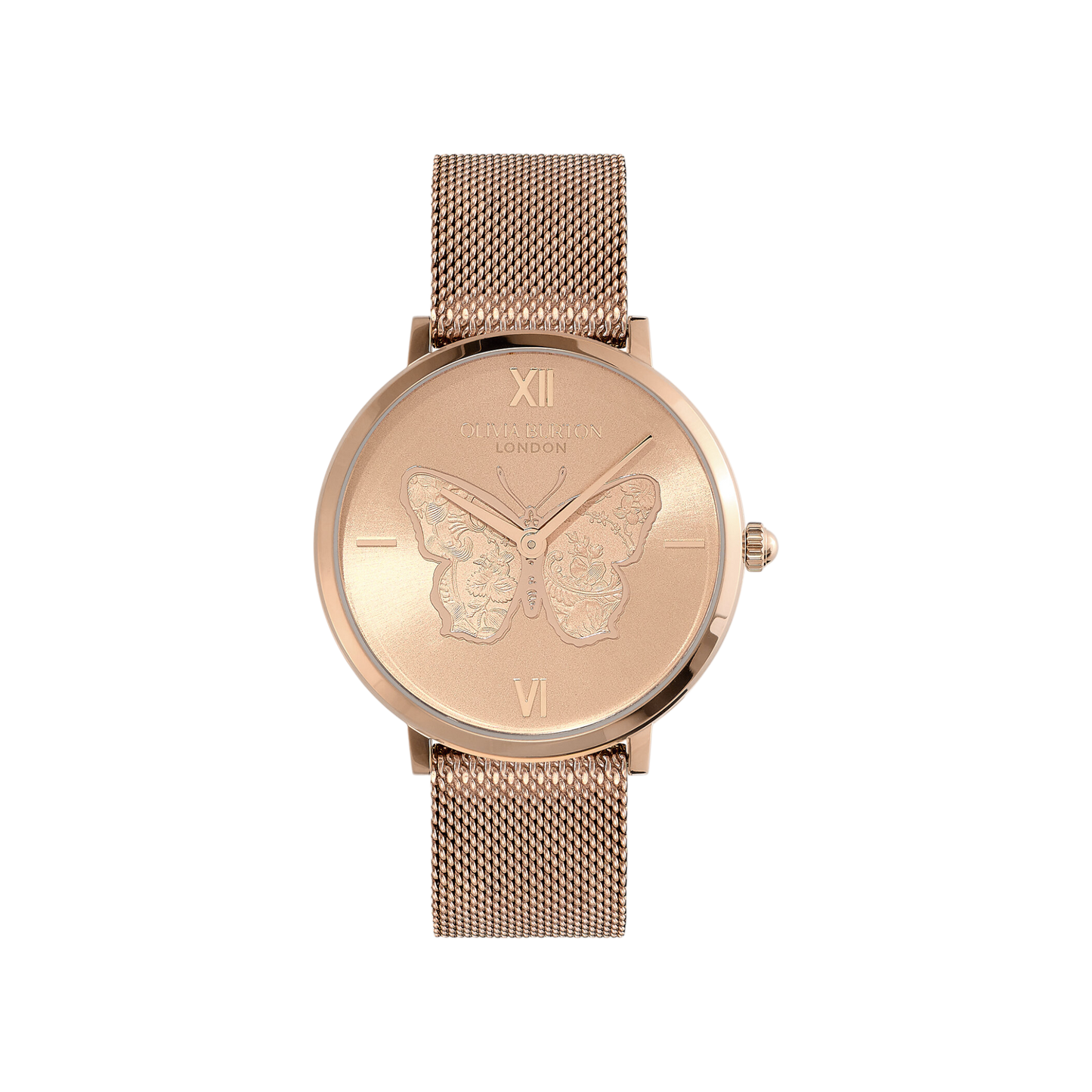 Oliva Burton Signature 35mm Butterfly Ultra Slim Rose Gold Mesh Watch