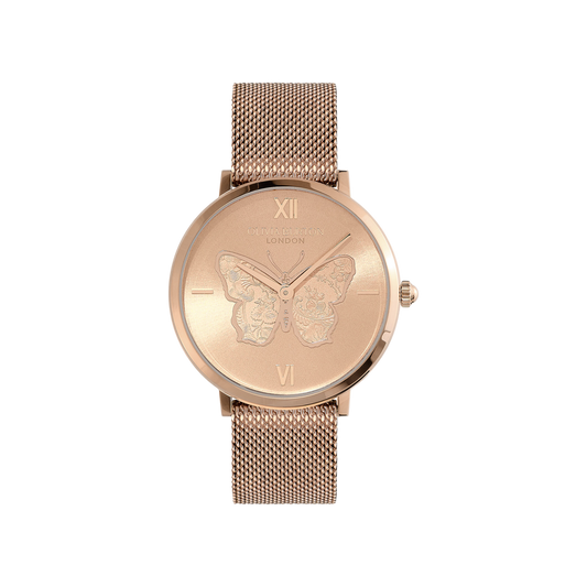 Oliva Burton Signature 35mm Butterfly Ultra Slim Rose Gold Mesh Watch