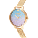 Olivia Burton Under The Sea 34mm Glitter Ombre & Gold Mesh Watch