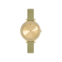 Olivia Burton Classic 30mm Vintage Bead Gold & Sage Green Leather Strap Watch