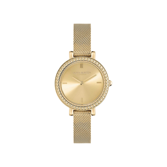 Olivia Burton Classic 30mm Vintage Bead Gold Mesh Watch