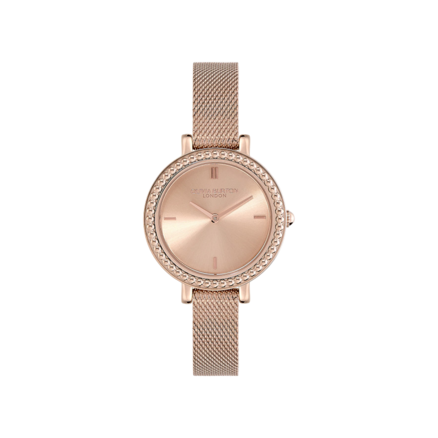 Olivia Burton Classic 30mm Vintage Bead Rose Gold Mesh Watch