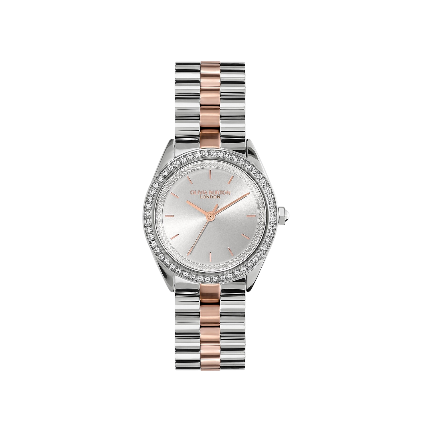 Olivia Burton Sports Luxe 34mm Bejewelled Silver & Two Tone Bracelet Watch