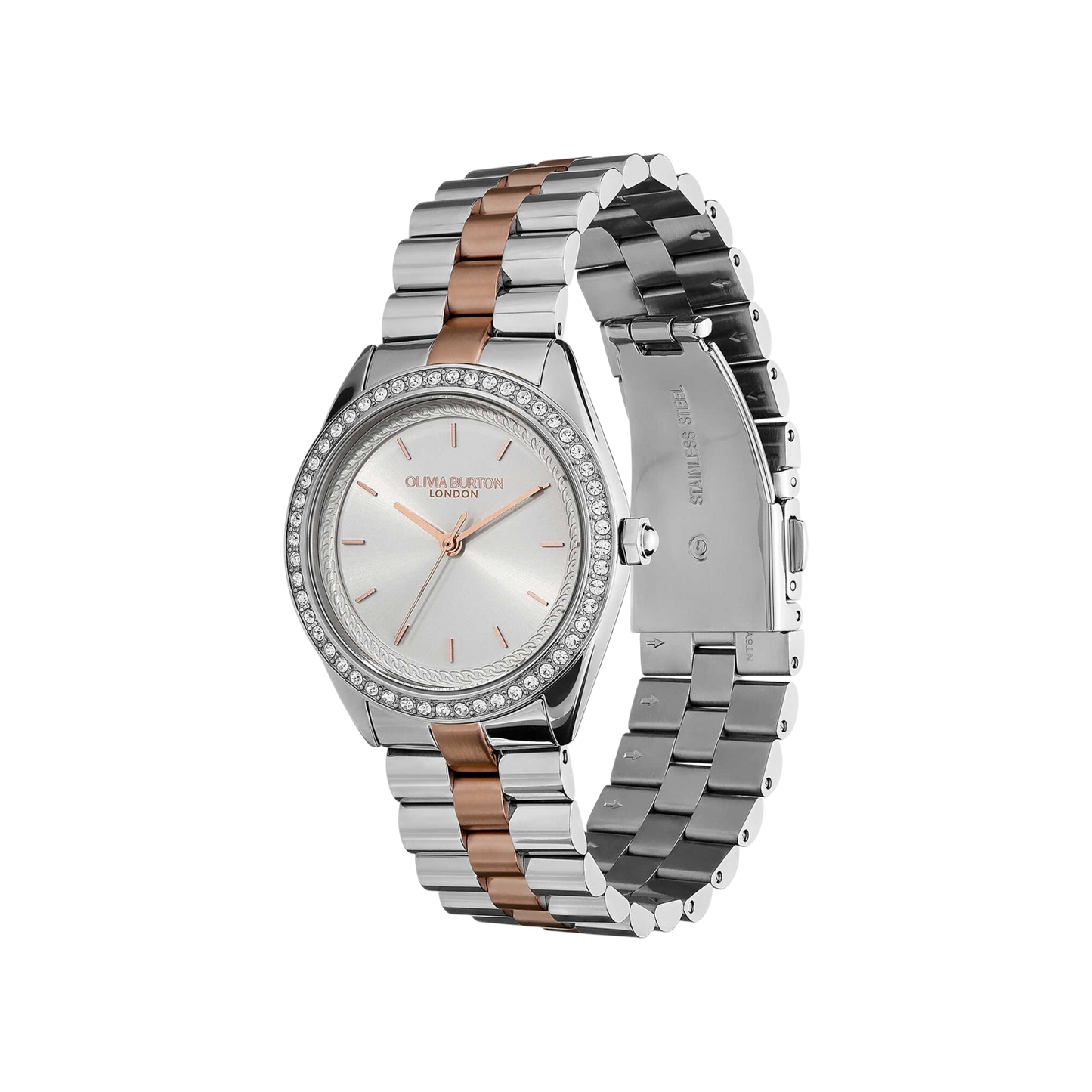 Olivia Burton Sports Luxe 34mm Bejewelled Silver & Two Tone Bracelet Watch