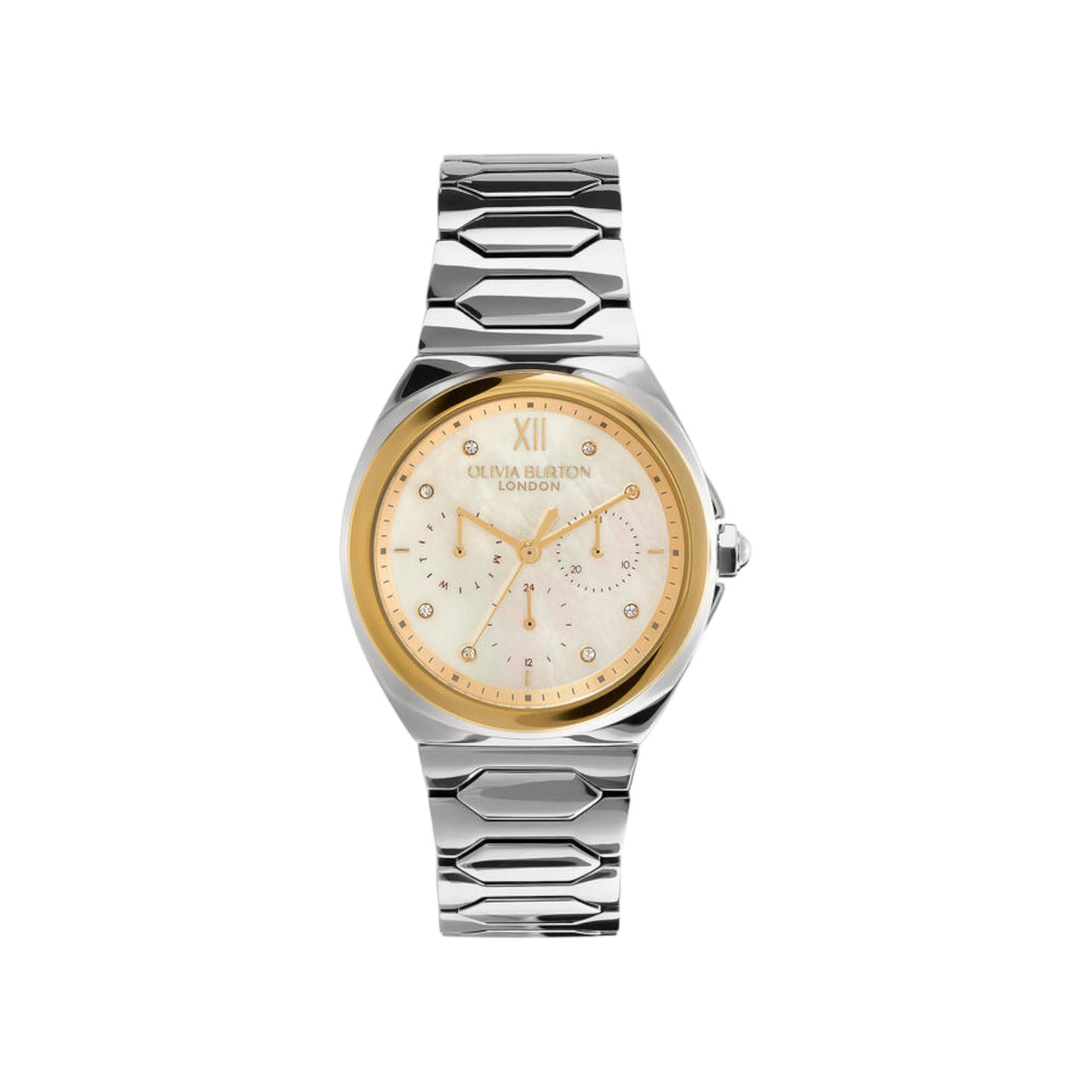 Olivia Burton Sports Luxe 36mm Lustre Multi-Function White & Silver Bracelet Watch