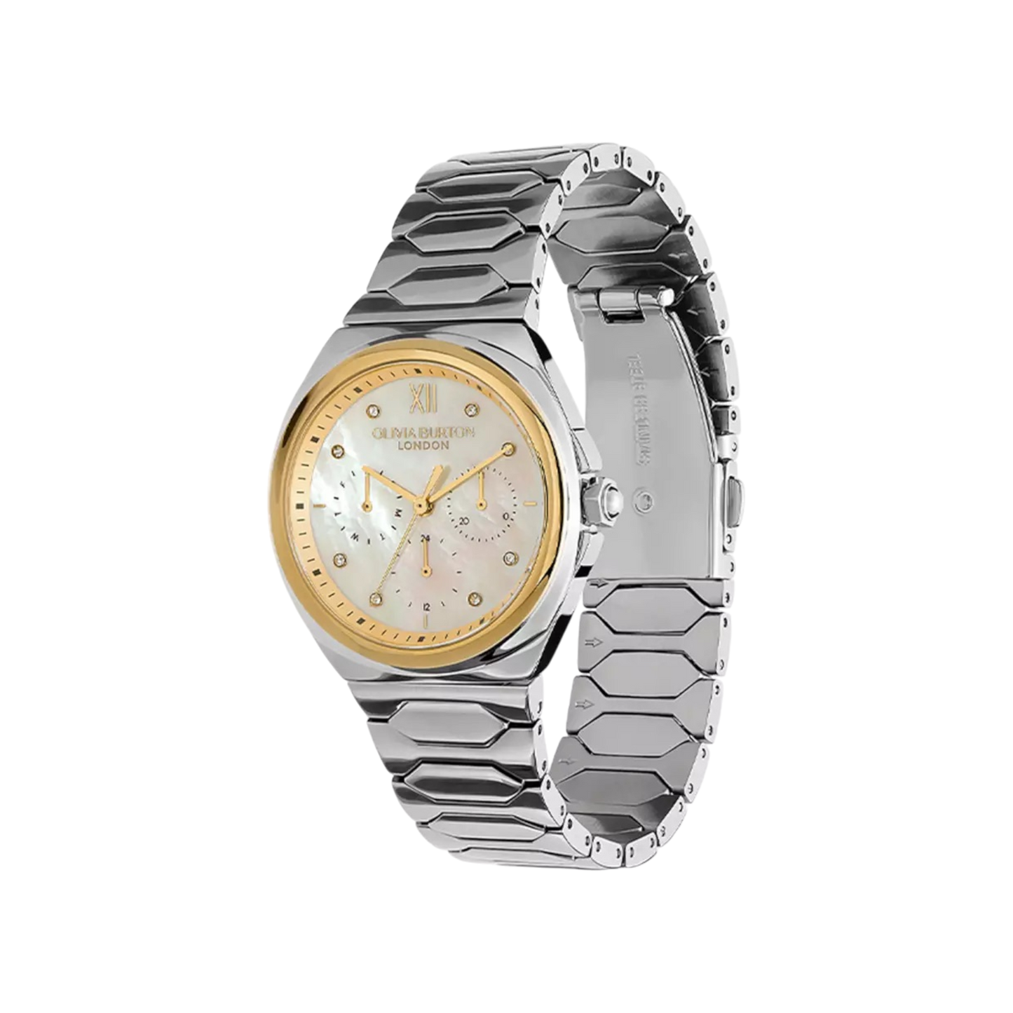 Olivia Burton Sports Luxe 36mm Lustre Multi-Function White & Silver Bracelet Watch