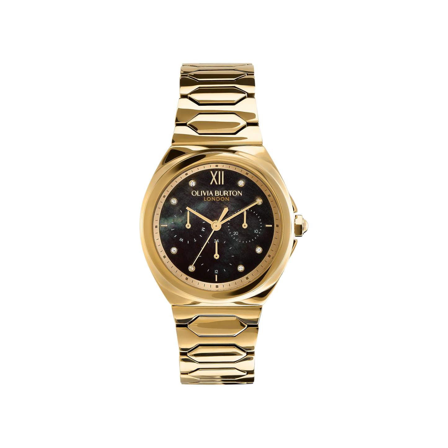 Olivia Burton Sports Luxe 36mm Lustre Multi-Function Black & Gold Bracelet Watch