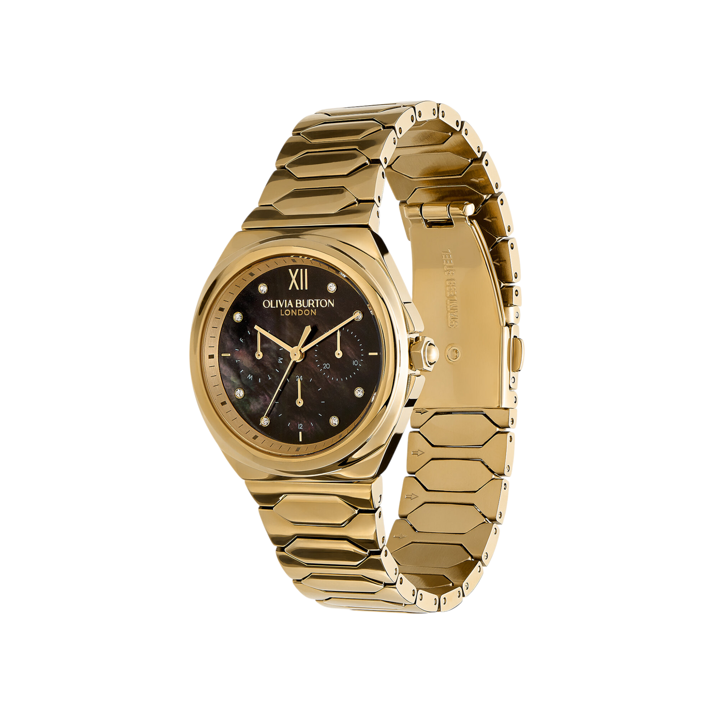 Olivia Burton Sports Luxe 36mm Lustre Multi-Function Black & Gold Bracelet Watch