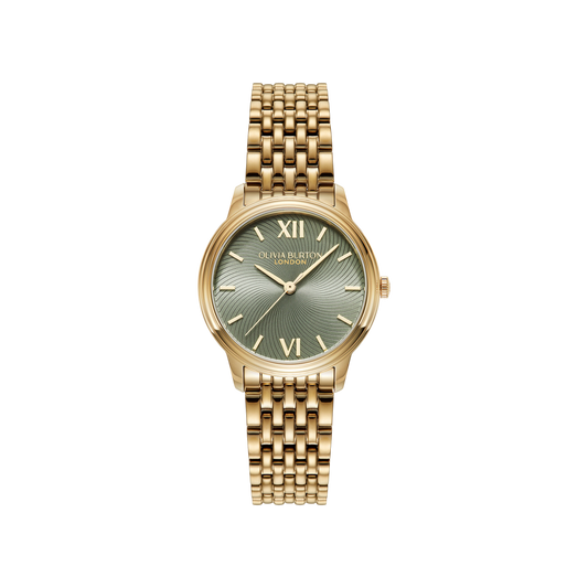 Olivia Burton Classic 32mm Swirl Sage Green & Gold Bracelet Watch