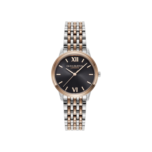 Olivia Burton Classic 32mm Swirl Chalk Black & Two Tone Bracelet Watch