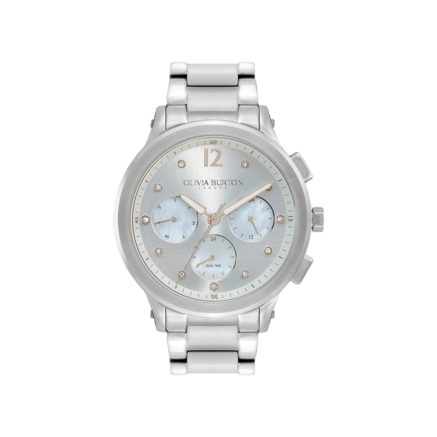Olivia Burton Sports Luxe 38mm Multifunction Silver Bracelet Watch