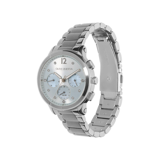 Olivia Burton Sports Luxe 38mm Multifunction Silver Bracelet Watch