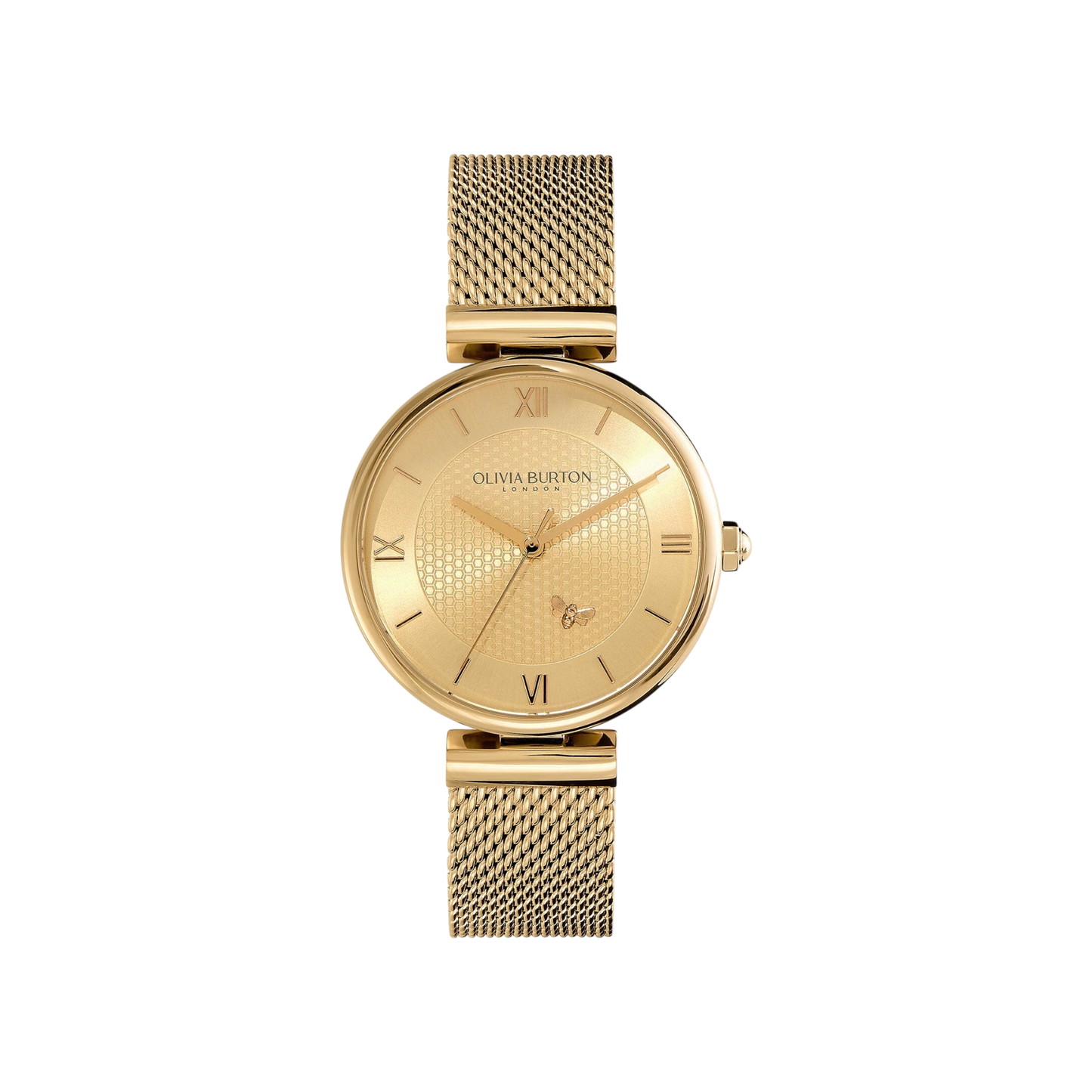 Olivia Burton Minima Bee 36mm T-Bar Gold Mesh Watch