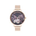 Olivia Burton Fine Art 38mm Rose Gold Mesh Watch