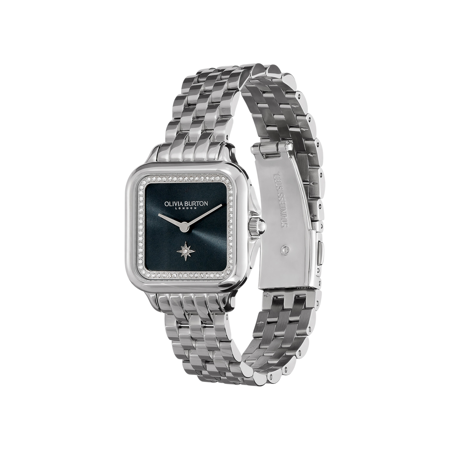 Olivia Burton Classic 28mm Grosvenor Blue & Silver Bracelet Watch