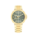 Tommy Hilfiger Lori Women's Green & Gold Plated Steel Bracelet Strap Watch 38mm
