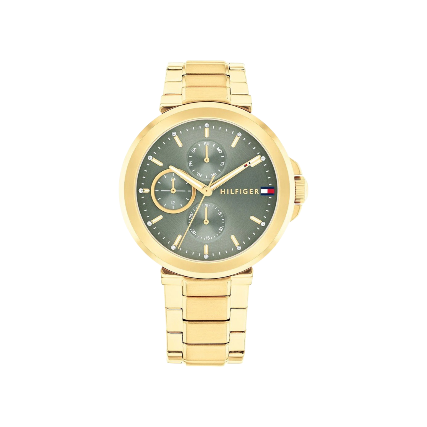 Tommy Hilfiger Lori Women's Green & Gold Plated Steel Bracelet Strap Watch 38mm
