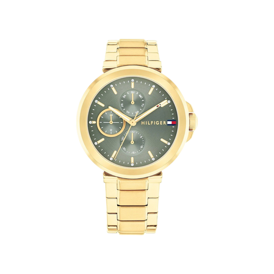 Tommy Hilfiger Lori Women's Green & Gold Plated Steel Bracelet Strap Watch 38mm