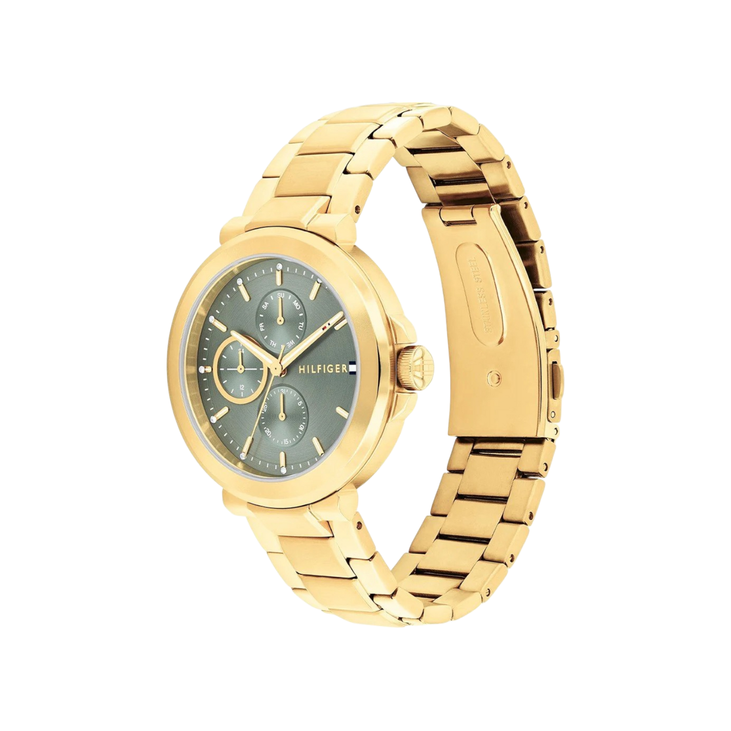 Tommy Hilfiger Lori Women's Green & Gold Plated Steel Bracelet Strap Watch 38mm