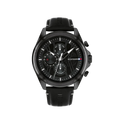 Tommy Hilfiger Jax Men's All Black Leather Strap Watch 48mm