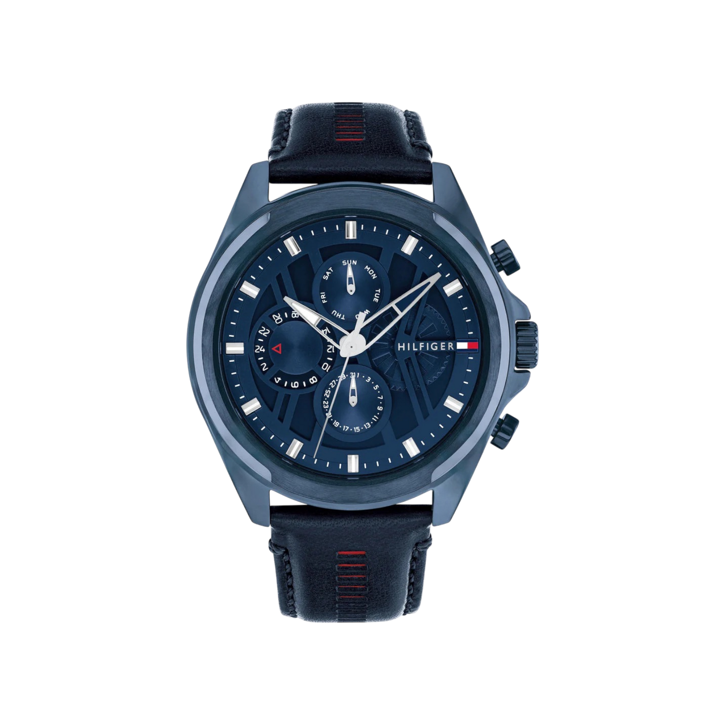 Tommy Hilfiger Jax Men's Navy Leather Strap Watch 48mm