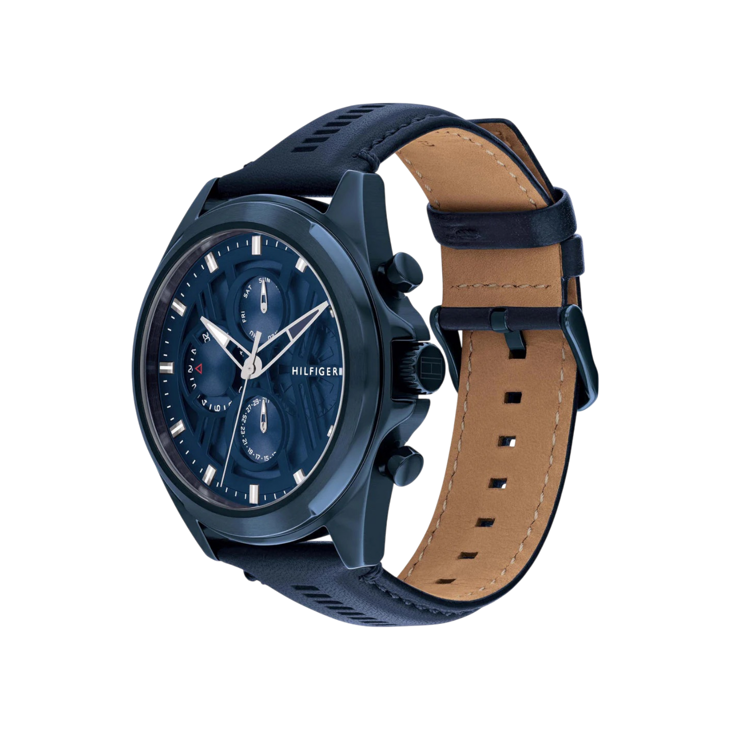 Tommy Hilfiger Jax Men's Navy Leather Strap Watch 48mm